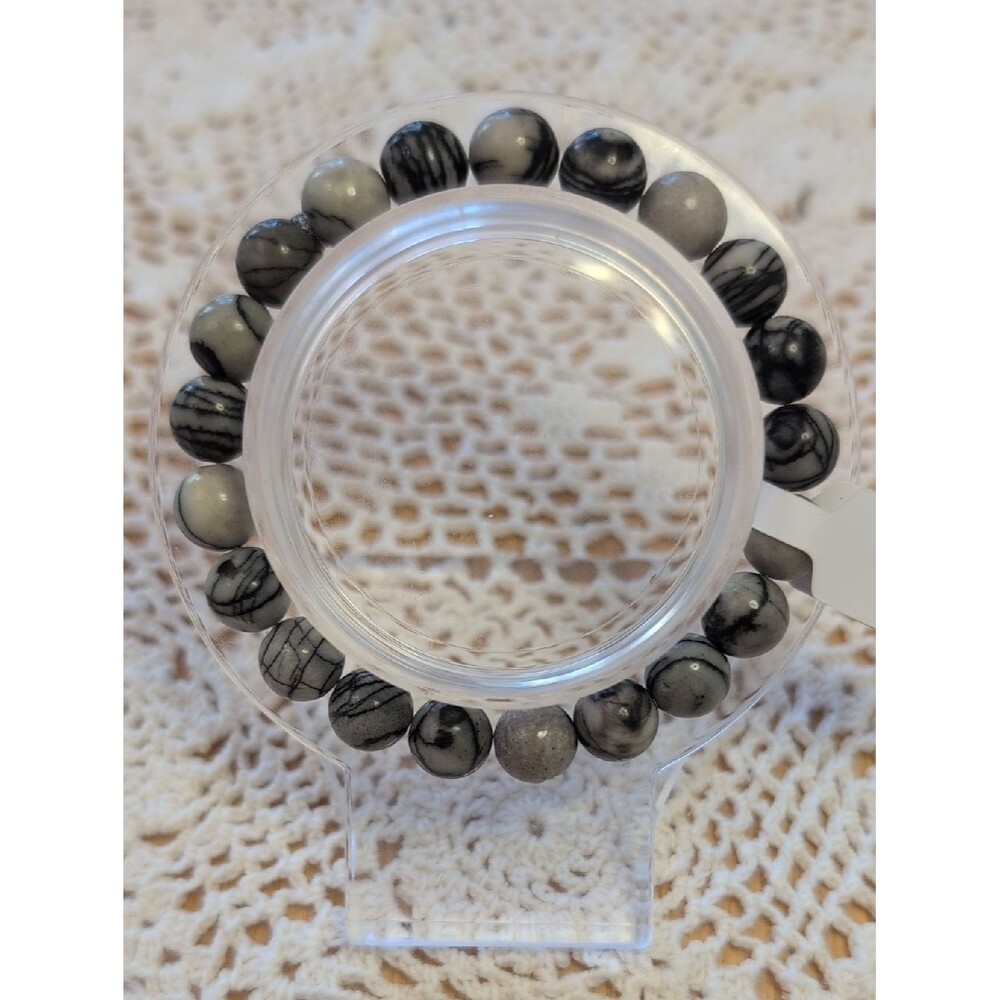 Handmade Spider Web Jasper Stretch Bracelet